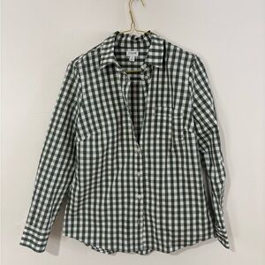 J.Crew button down women’s medium, forest green and white, barely worn